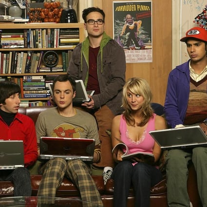 The cast of The Big Bang Theory (from left): Simon Helberg as Howard Wolowitz, Jim Parsons as Sheldon Cooper, Johnny Galecki as Leonard Hofstadter (standing), Kaley Cuoco as Penny and Kunal Nayyar as Rajesh. Photo: CBS