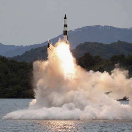 A missile is fired from an undisclosed location earlier this year in this photo released by the North Korean government which cannot be independently verified. Photo: AP