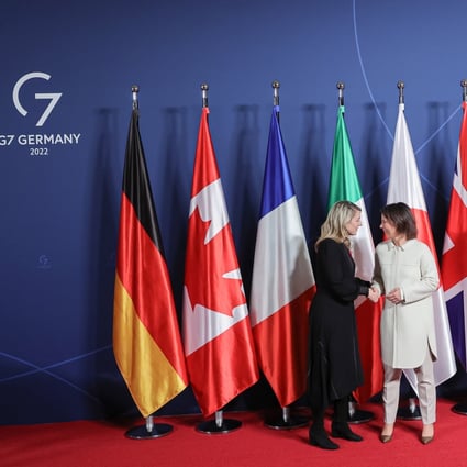 German Minister of Foreign Affairs Annalena Baerbock, right, welcomes Canadian Foreign Minister Melanie Joly for the G7 Foreign Ministers summit n Muenster, Germany. Photo: A-EFE