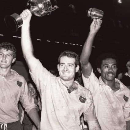 David Campese holds the Cup aloft when the Wallabies last won the Hong Kong Sevens, in 1988. Photo: SCMP
