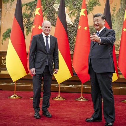 German Chancellor Olaf Scholz meets Chinese President Xi Jinping in Beijing on Friday. Photo: Reuters