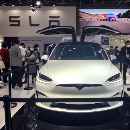 Tesla’s US-made Model S Plaid is on display at the China International Import Expo. Photo: Daniel Ren