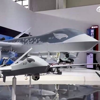 Footage shows the drone is equipped with the PL-10E fourth-generation air-to-air strike missile. Photo: CCTV