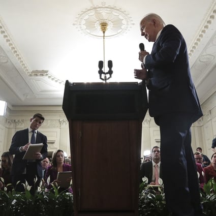 US President Joe Biden holds a press conference at the White House on Wednesday. Photo: EPA-EFE