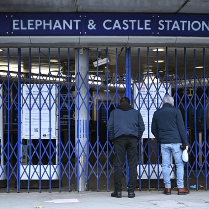 Commuters outside a closed Underground station in London as workers take strike action. Photo: EPA-EFE