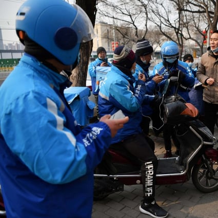 Delivery riders from food delivery company Ele.me.
Photo: AFP