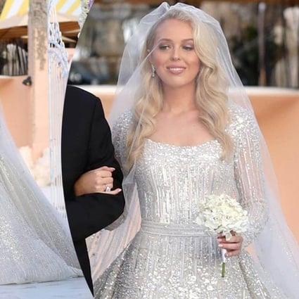 Tiffany Trump wears a stunning Elie Saab gown forher wedding to Michael Boulos at Donald Trump’s Mar-a-Lago resort in Florida. Photo: Twitter
