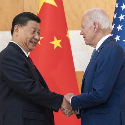 Chinese President Xi Jinping and his US counterpart Joe Biden shake hands before their meeting on the sidelines of the G20 summit meeting in Bali, Indonesia on Monday. Photo: AP