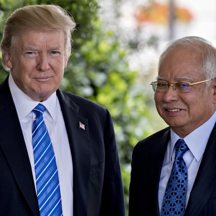 Donald Trump welcomes Najib Razak to the White House during the former Malaysian PM’s 2017 visit to Washington. Photo: Bloomberg