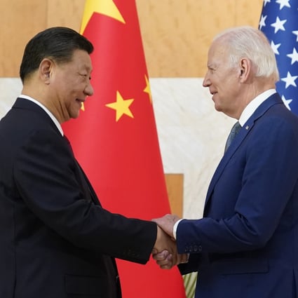 Chinese President Xi Jinping and US President Joe Biden shake hands before their meeting on the sidelines of the G20 summit in Bali, on Monday. Photo: AP Photo