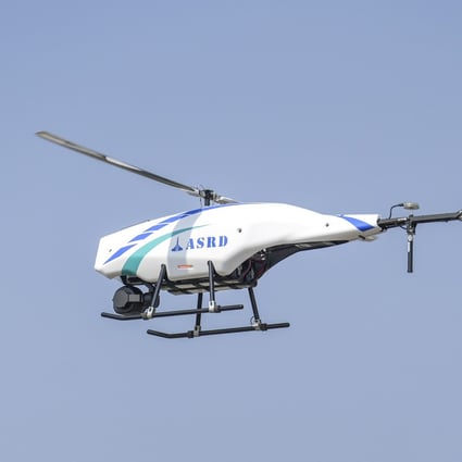 The helicopter drone is put through its paces at the National Chung-Shan Institute of Science and Technology in Taichung, Taiwan, on Tuesday. Photo: AP