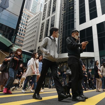 General view of workforce in Central, Hong Kong in March 2022. Photo: Felix Wong