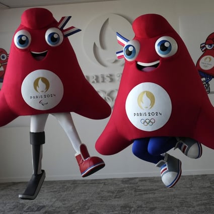 The mascots for the Paris Olympic Games (right) and Paralympics Games, a Phrygian cap. Photo: AP