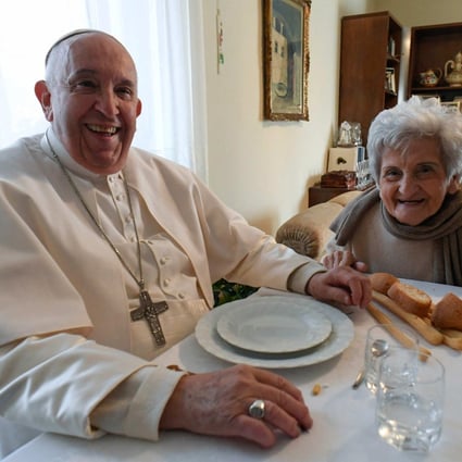 Pope Francis has lunch with his cousin, Carla Rabezzana, as German bishop Georg Baetzing says the Catholic Church must debate issues such as women priests. Photo: AFP