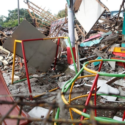 Playground equipment is seen at a destroyed kindergarten in Cugenang, Indonesia, after Monday’s earthquake. Photo: Reuters