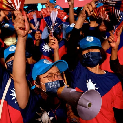 Supporters of Taiwan’s KMT opposition party attend a rally in Taoyuan on November 19. Photo: Reuters