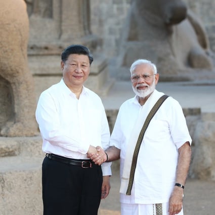 Chinese President Xi Jinping with Indian Prime Minister Narendra Modi (right) in Chennai, India. Photo: Xinhua/Zuma Press/TNS