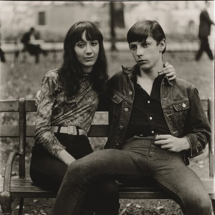 Detail from “Young couple on a bench in Washington Square Park, N.Y.C. 1965” by Diane Arbus, on display at David Zwirner in Hong Kong. Photo: The Estate of Diane Arbus 