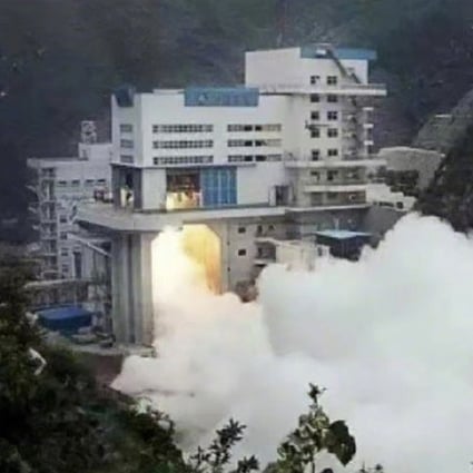 Ground tests were carried out on the YF-100N, China’s first reusable rocket engine, before a recent test flight. Photo: Xian Aerospace Propulsion Institute