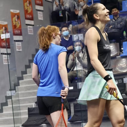 Joelle King (right) eased through to the quarter-finals of the Hong Kong Squash Open. Photo: Shirley Chui