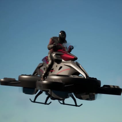 What a way to beat the traffic! The Aerwins Xturismo flying motorbike. Photo: Aerwins Technologies