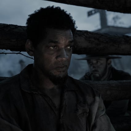 Will Smith as Peter and Ben Foster as a slave master in a still from Emancipation. Photo: Apple TV+