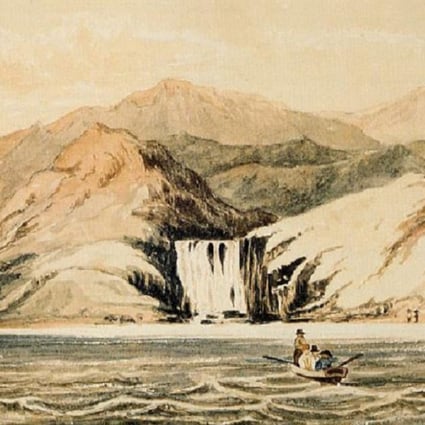 Waterfall Bay on Hong Kong Island in an 1816 watercolour by William Havell. That year, a British naval surgeon who explored the area around the bay wrote of seeing “barren rocks”. Hong Kong was later to be descrbed derisively as “a barren rock”. 