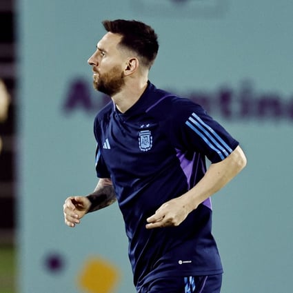 Argentina’s Lionel Messi during training in Qatar. Photo: Reuters