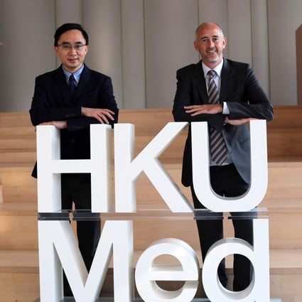 Dr. Victor Lee Ho-Fun (left), of Queen Mary Hospital from University of Hong Kong (HKU), and Gareth Lane of Roche Hong Kong. Photo:  Xiaomei Chen