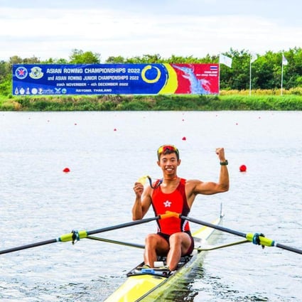 Chiu Hin-chun won a gold medal in the men’s lightweight single sculls at the Asian Rowing Championships. Photo: Handout