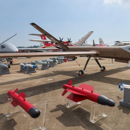 Chinese-made unmanned aerial vehicles on display at the Zhuhai air show. Photo: Xinhua