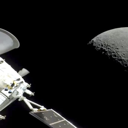NASA’s Orion spacecraft flew past the moon on Monday. Photo: Nasa via AP