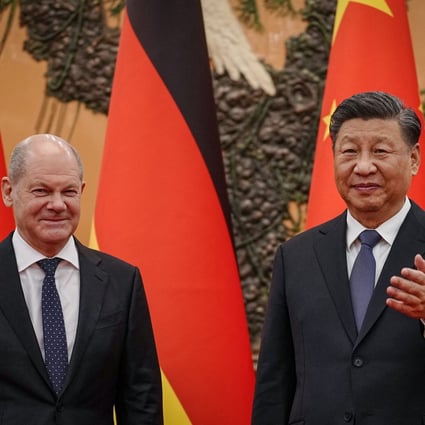 German Chancellor Olaf Scholz with Chinese President Xi Jinping in Beijing on November 4. Photo: AFP via Getty Images/TNS