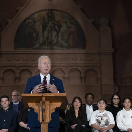US President Joe Biden speaks at the 10th annual national vigil for all victims of gun violence at St. Mark’s Episcopal Church in Washington on Wednesday. Photo: Bloomberg