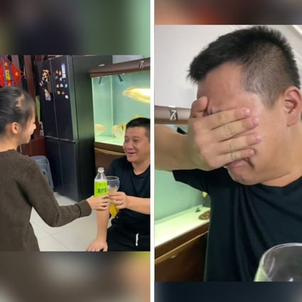 A video of the touching moment a girl in China calls her stepfather ‘dad’ for the first time has gone viral on mainland social media. Photo: SCMP composite/handout