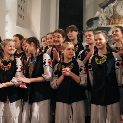 Shchedryk youth choir members at a Christmas concert in Copenhagen’s Church of the Holy Spirit, Denmark. Photo: AP