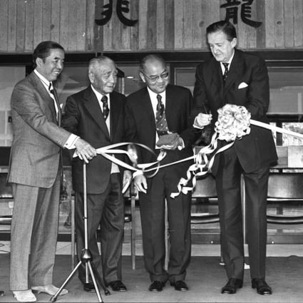 A typical ribbon cutting in Hong Kong features (from left) shipping magnate Pao Yue-kong, his father Pao Siu-loong, Li Choh-ming and then Governor Sir Murray MacLehose officiate at the opening ceremony of the Siu-loong Pao Building at the Chinese University of Hong Kong. Looking on is Executive Councillor Sir Yuet-keung Kan. Photo: SCMP