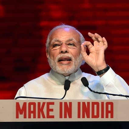 Indian Prime Minister Narendra Modi speaks at the opening ceremony of ‘Make in India Week’ in Mumbai in 2016. Photo: AFP