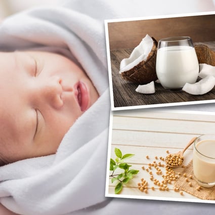 Public opinion shocked in China as doctor reveals a vegetarian couple asked which was better — coconut milk pulp or soy milk for feeding a one-day-old baby. Photo: SCMP composite/handout