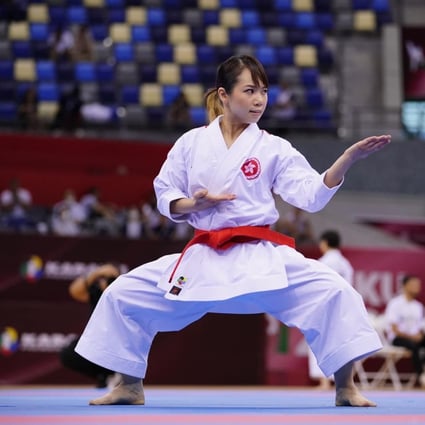 Karate athlete Grace Lau Mo-sheung in the final of the Karate 1 Premier League in Baku. Photo: WKF