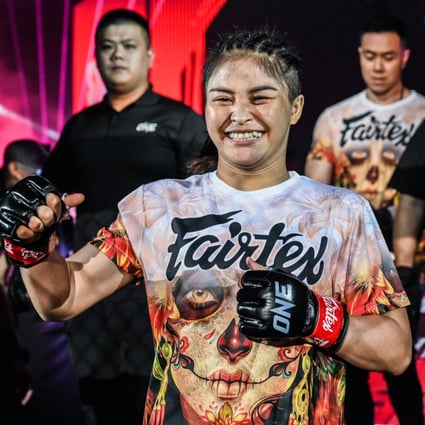 Stamp Fairtex walks to the Circle for a fight with Jihin Radzuan. Photo: ONE Championship