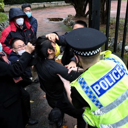 China’s embassy in Britain has rebuked the UK government for siding with “anti-China elements” over a clash in October at the consulate. Photo: AFP/The Chaser News

