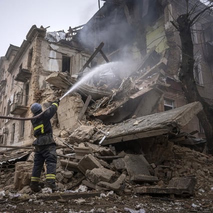 A building that was destroyed by a Russian missiles in Kryvyi Rih, Ukraine. Photo: AP
