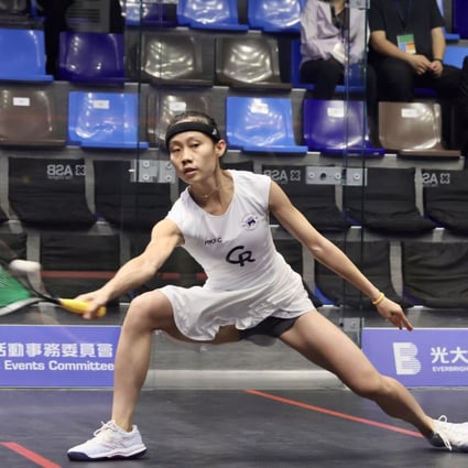 Ho Tze-lok in action during the Hong Kong Squash Open. Photo: Shirley Chui