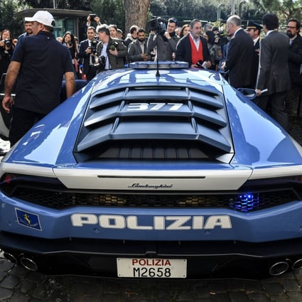 A Lamborghini police car used to deliver two kidneys to patients awaiting transplants. File photo: AFP