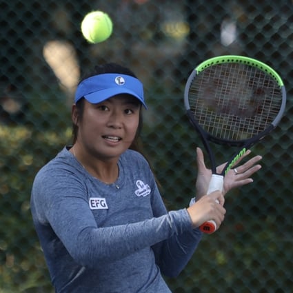 Hong Kong’s Eudice Chong, during practice at the Victoria Park Tennis Courts. Photos: Jonathan Wong