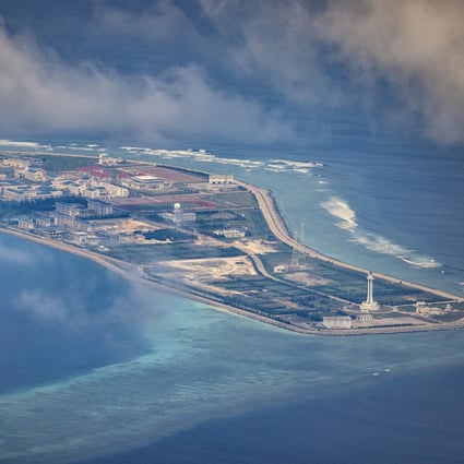 Buildings on an artificial island constructed by China in Spratly Islands, South China Sea. Photo: TNS