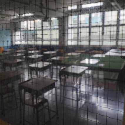 A view of an empty classroom in a school in Wan Chai in 2020. Photo: Robert Ng