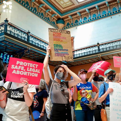 People rally in South Carolina as members of the South Carolina House of Representatives prepare to vote on legislation related to an abortion ban. File photo:  via TNS