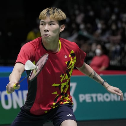 Hong Kong’s Lee Cheuk-yiu in action at the Malaysia Open. Photo: AP
